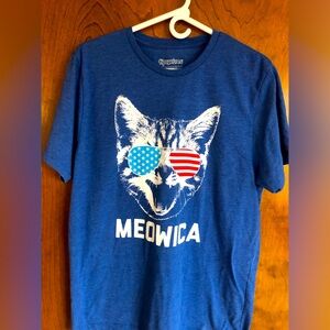 Tipsy Elves Blue Meowica T-Shirt Fourth 4th of July